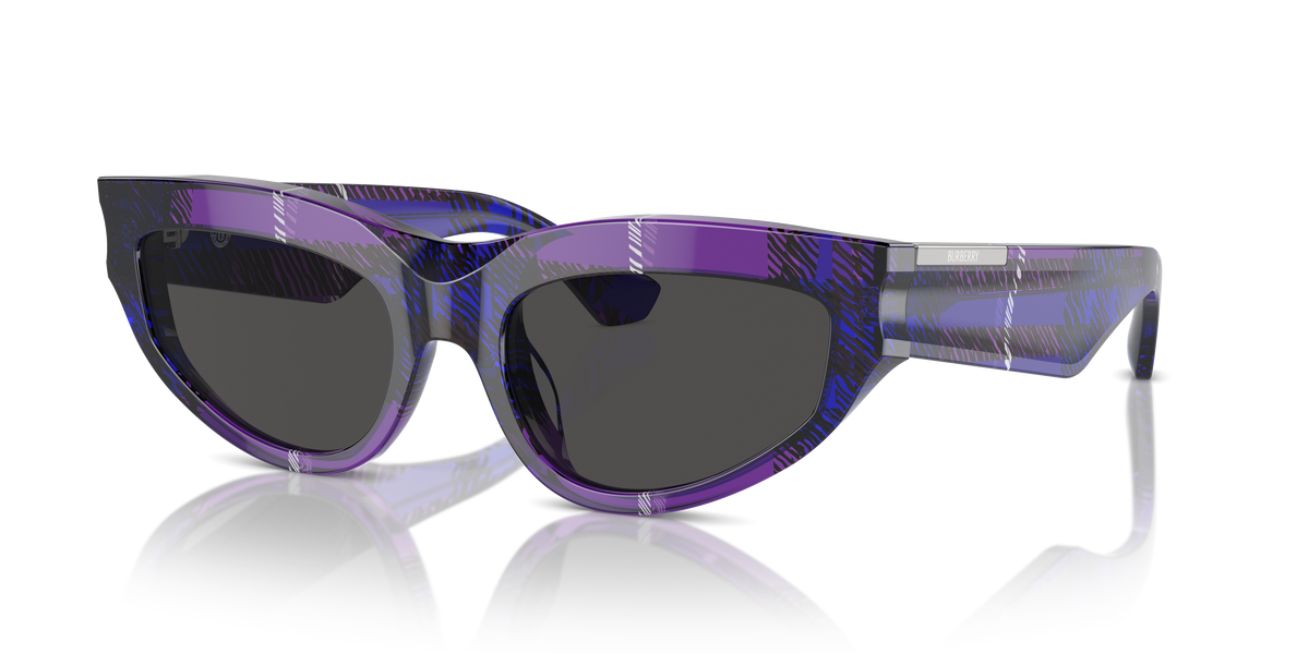 Burberry BE4425U Sunglasses in 411387 Check Violet / Dark Grey lens
