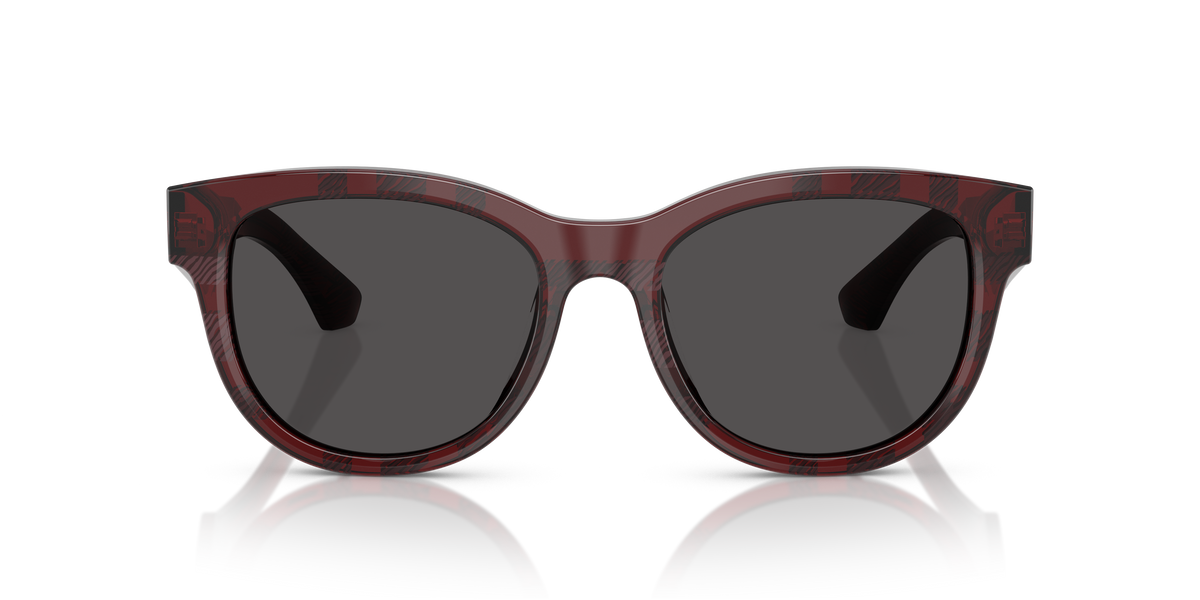 Burberry BE4432U Sunglasses in 411587 Check Red / Dark Grey lens, front view