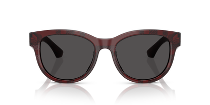Burberry BE4432U Sunglasses in 411587 Check Red / Dark Grey lens, front view