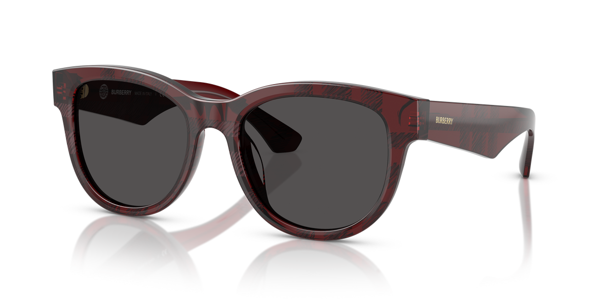 Burberry BE4432U Sunglasses in 411587 Check Red / Dark Grey lens
