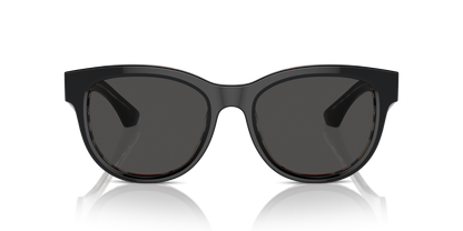 Burberry BE4432U Sunglasses in 412187 Top Black On Vintage Check / Dark Grey lens, front view