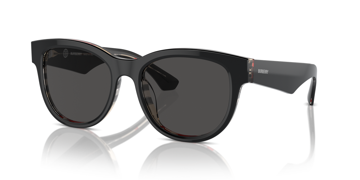 Burberry BE4432U Sunglasses in 412187 Top Black On Vintage Check / Dark Grey lens