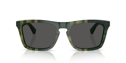 Burberry BE4434 Sunglasses in 412587 Check Green / Dark Grey lens, front view
