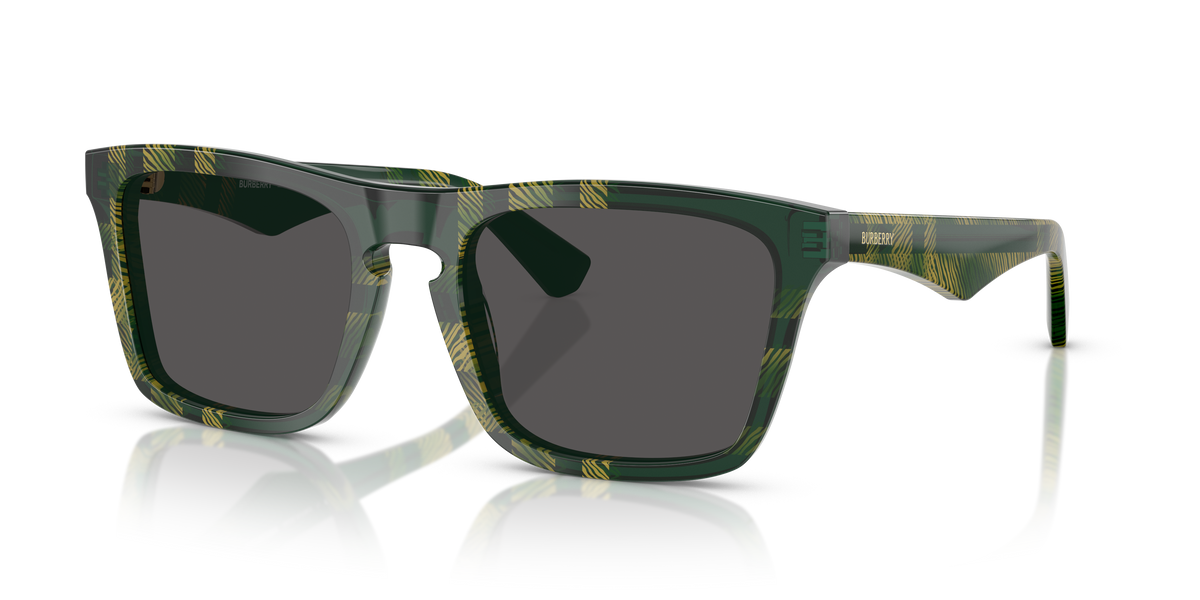 Burberry BE4434 Sunglasses in 412587 Check Green / Dark Grey lens