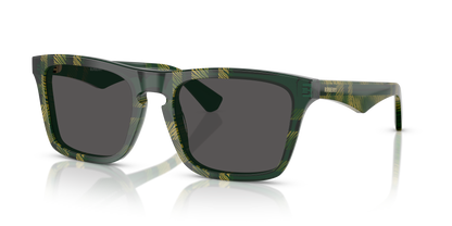 Burberry BE4434 Sunglasses in 412587 Check Green / Dark Grey lens