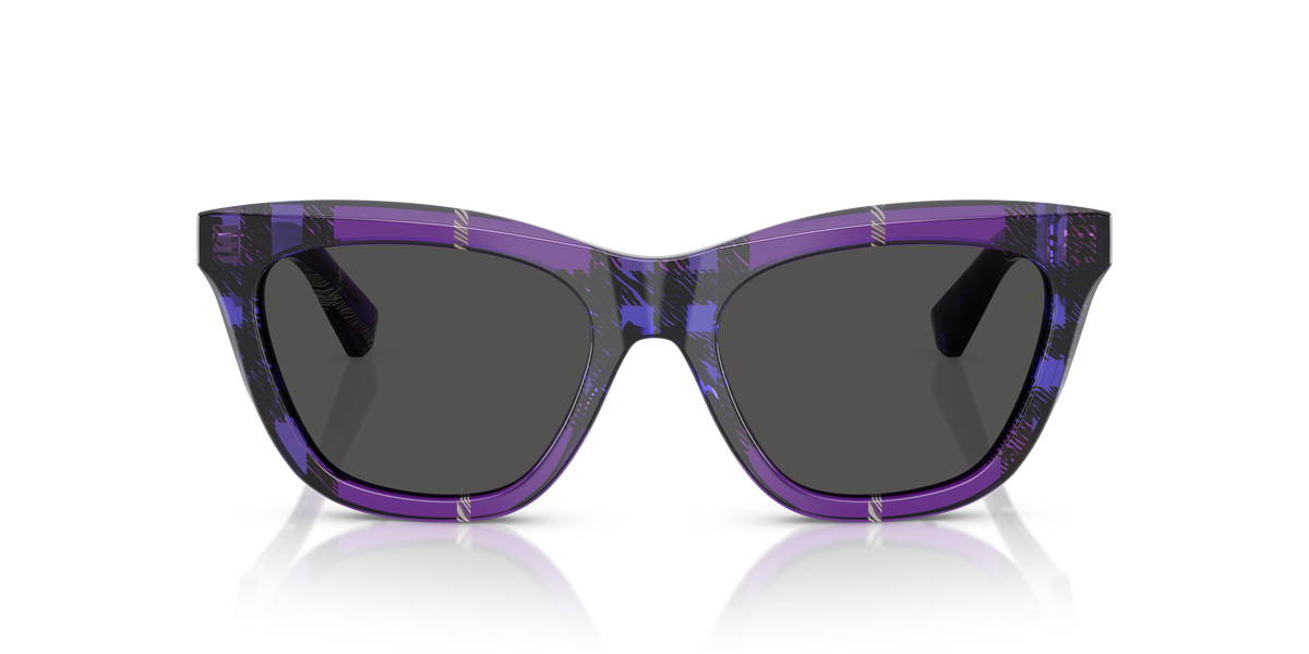 Burberry BE4435 Sunglasses in 411387 Check Violet / Dark Grey lens, front view