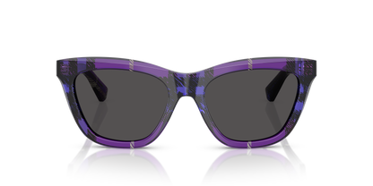Burberry BE4435 Sunglasses in 411387 Check Violet / Dark Grey lens, front view