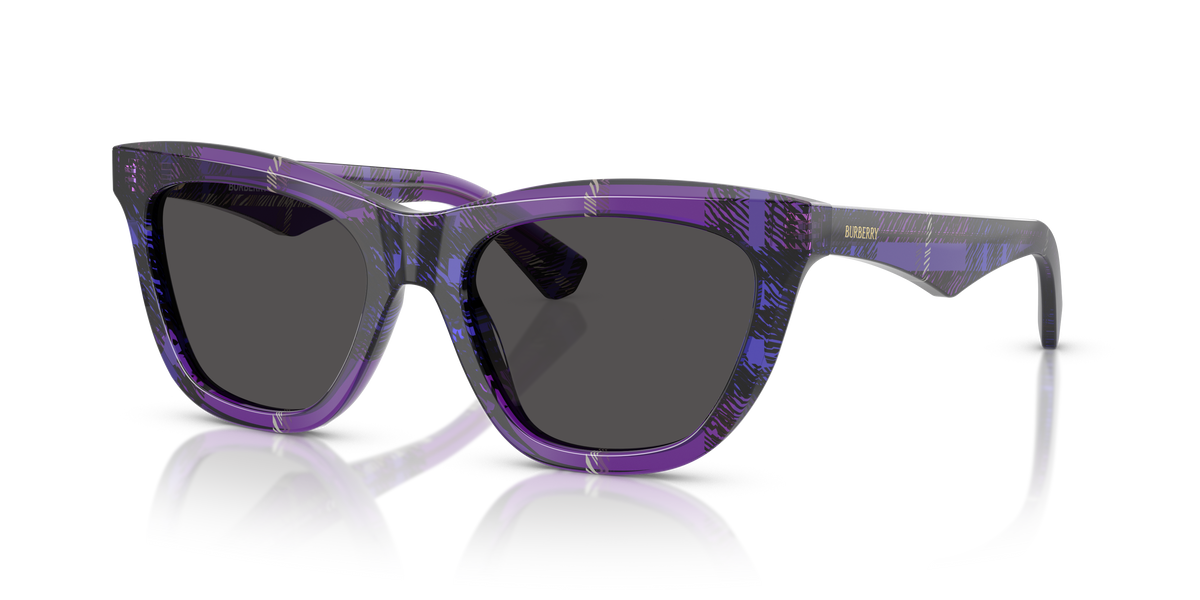 Burberry BE4435 Sunglasses in 411387 Check Violet / Dark Grey lens