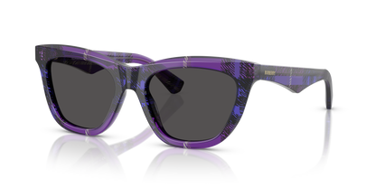 Burberry BE4435 Sunglasses in 411387 Check Violet / Dark Grey lens