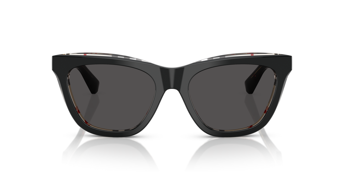 Burberry BE4435 Sunglasses in 412187 Top Black On Vintage Check / Dark Grey lens, front view