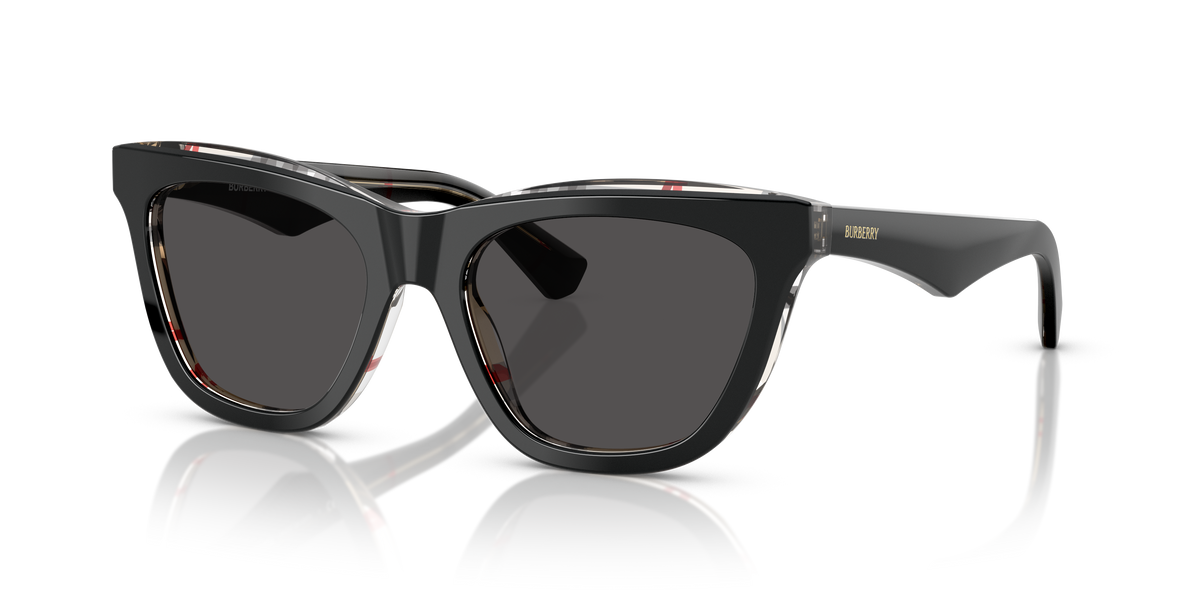 Burberry BE4435 Sunglasses in 412187 Top Black On Vintage Check / Dark Grey lens