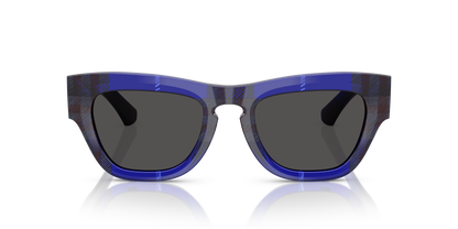 Burberry BE4440U Sunglasses in 411487 Check Blue / Dark Grey lens, front view