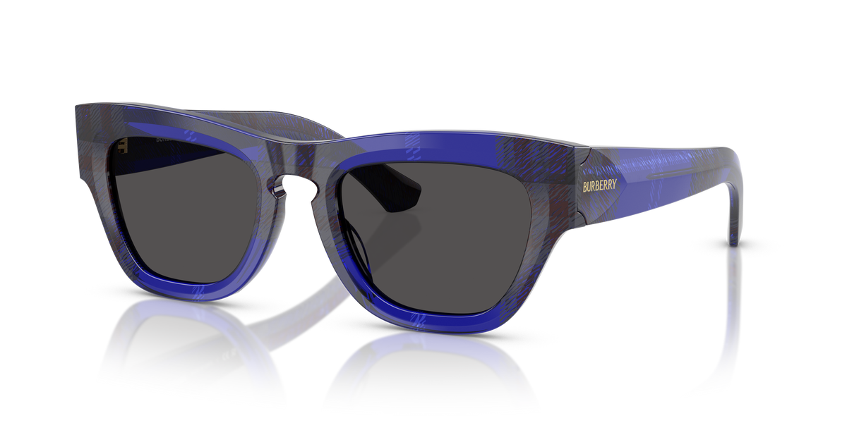 Burberry BE4440U Sunglasses in 411487 Check Blue / Dark Grey lens