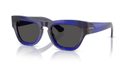 Burberry BE4440U Sunglasses in 411487 Check Blue / Dark Grey lens