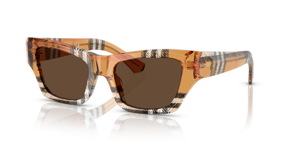 Burberry BE4441U Sunglasses in 414673 Check Sand / Dark Brown lens
