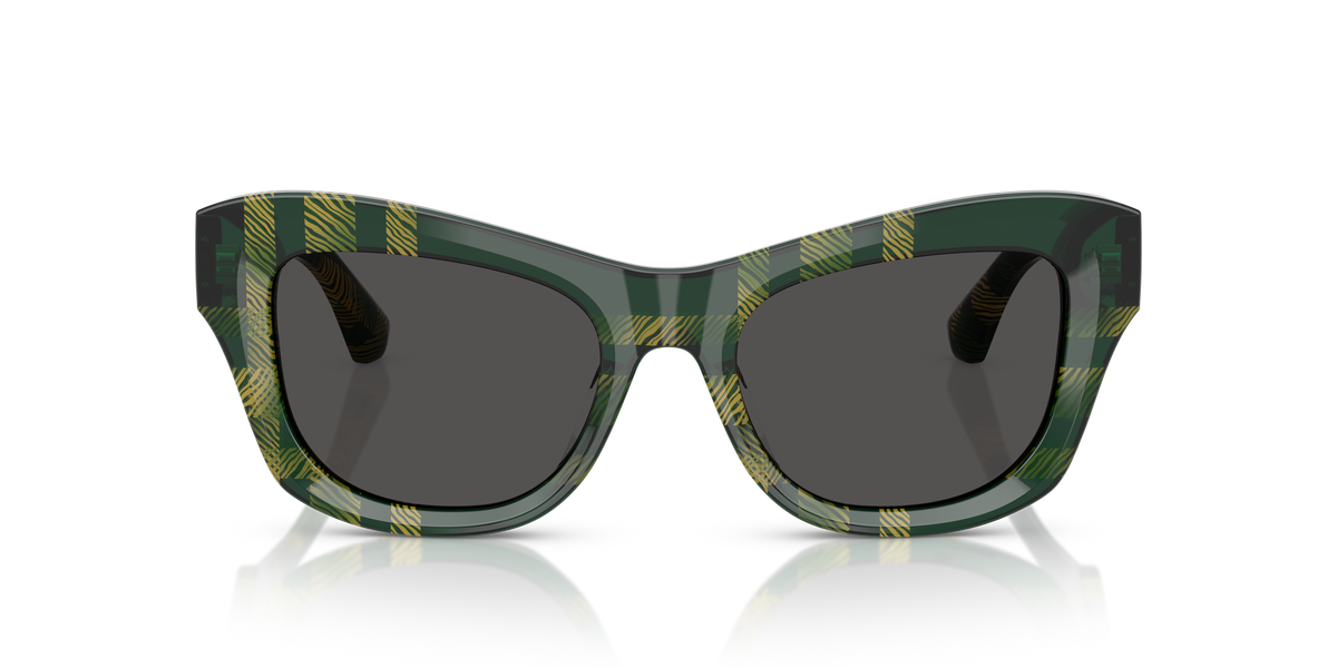 Burberry BE4442U Sunglasses in 412587 Check Green / Dark Grey lens, front view