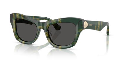 Burberry BE4442U Sunglasses in 412587 Check Green / Dark Grey lens