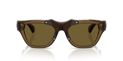 Burberry BE4445U Sunglasses in 414373 Green / Dark Brown lens, front view