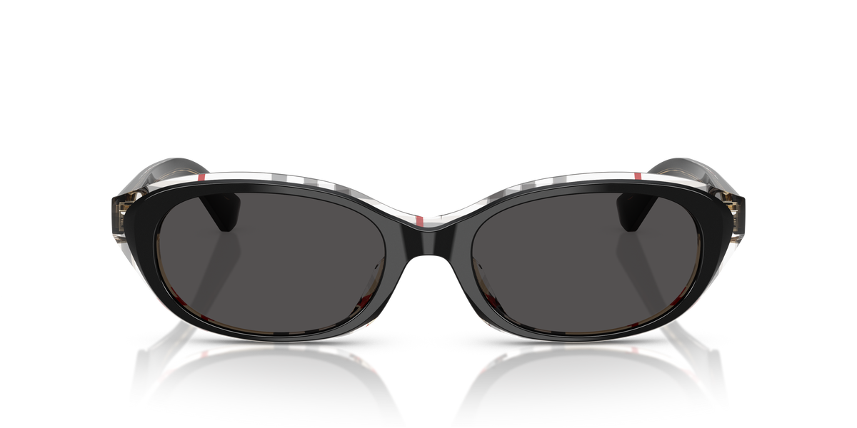 Burberry BE4447D Sunglasses in 412187 Top Black Vintage Check / Dark Grey lens, front view