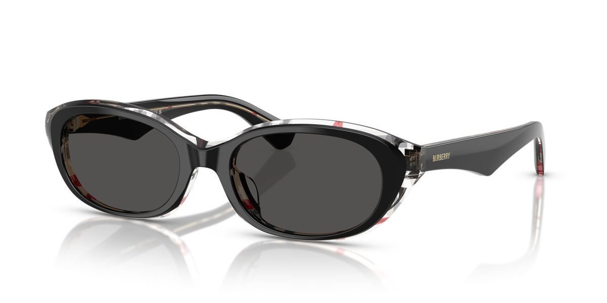 Burberry BE4447D Sunglasses in 412187 Top Black Vintage Check / Dark Grey lens
