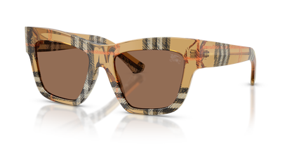 Burberry BE4449 Sunglasses in 414673 Check Sand / Dark Brown lens