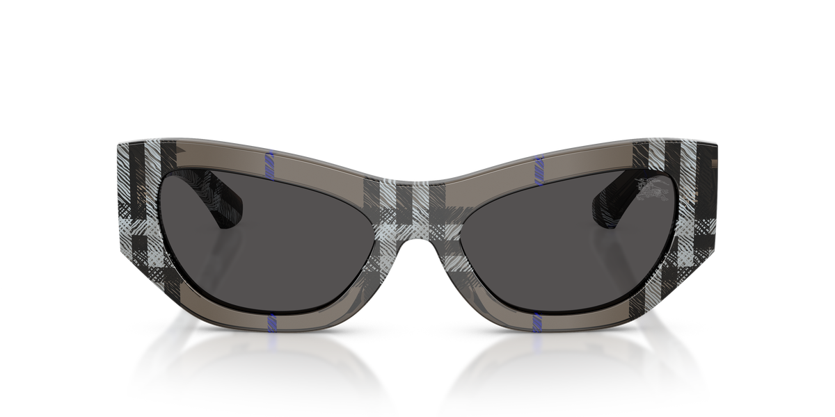 Burberry BE4450U Sunglasses in 414787 Check Lichen / Dark Grey lens, front view