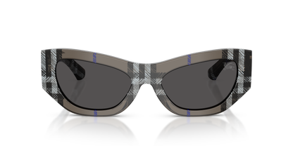 Burberry BE4450U Sunglasses in 414787 Check Lichen / Dark Grey lens, front view