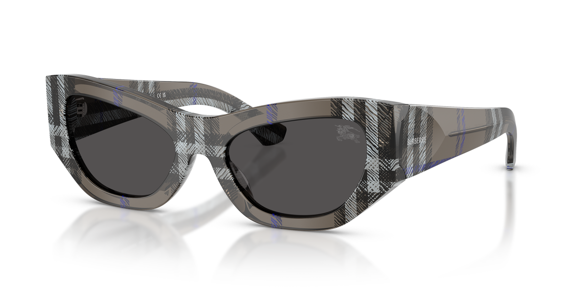 Burberry BE4450U Sunglasses in 414787 Check Lichen / Dark Grey lens