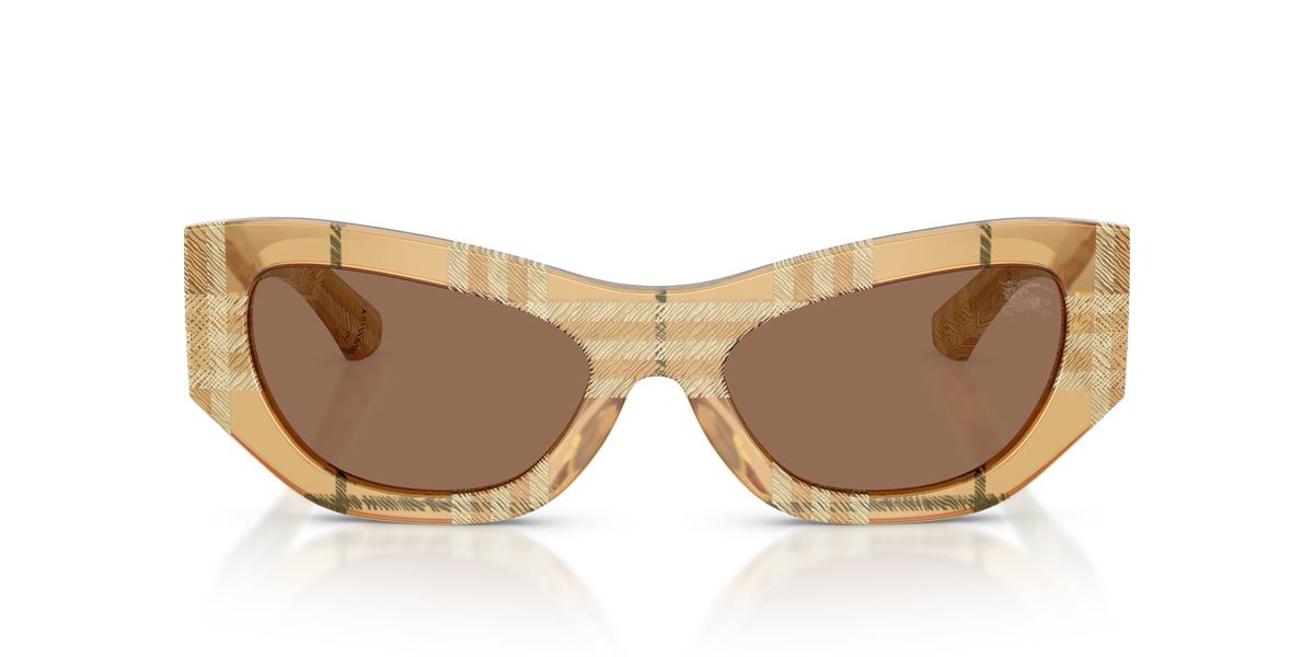 Burberry BE4450U Sunglasses in 415773 Check Beige / Dark Brown lens, front view