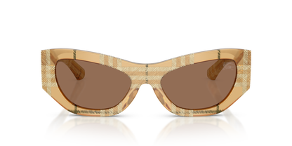 Burberry BE4450U Sunglasses in 415773 Check Beige / Dark Brown lens, front view
