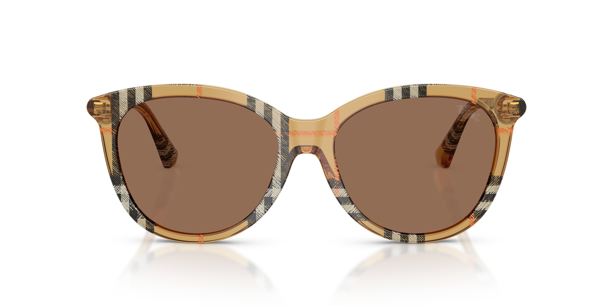 Burberry BE4455 Sunglasses in 416373 Check Sand / Dark Brown lens, front view