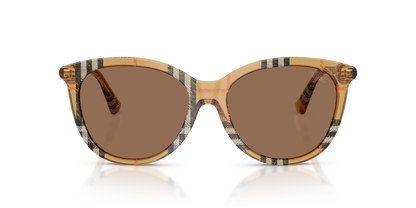 Burberry BE4455 Sunglasses in 416373 Check Sand / Dark Brown lens, front view