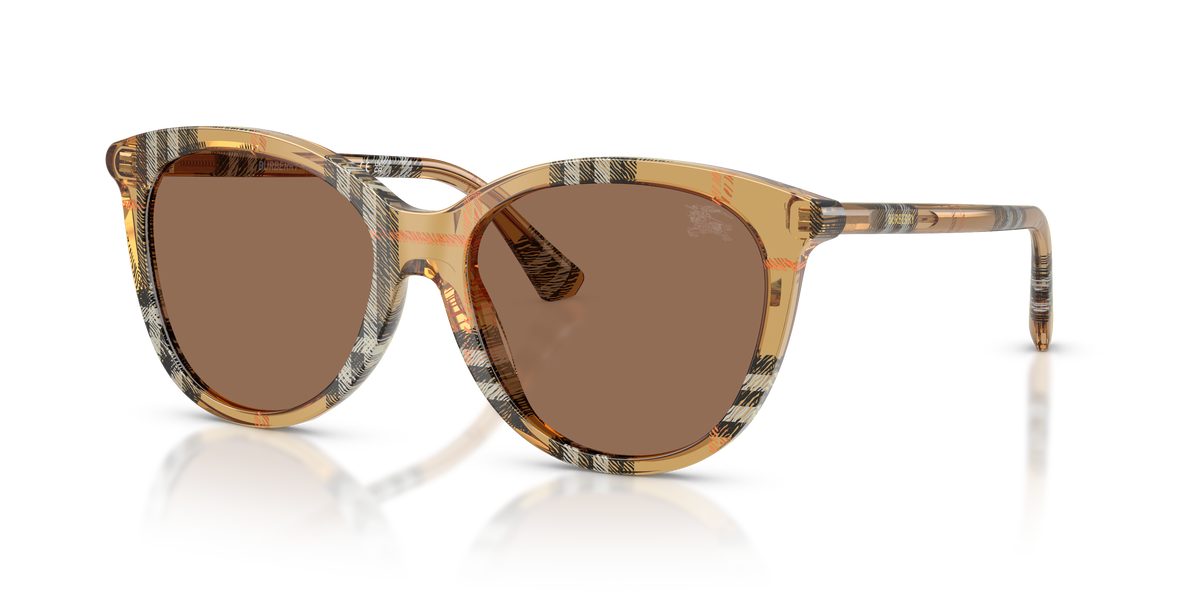 Burberry BE4455 Sunglasses in 416373 Check Sand / Dark Brown lens