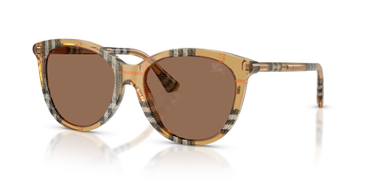 Burberry BE4455 Sunglasses in 416373 Check Sand / Dark Brown lens