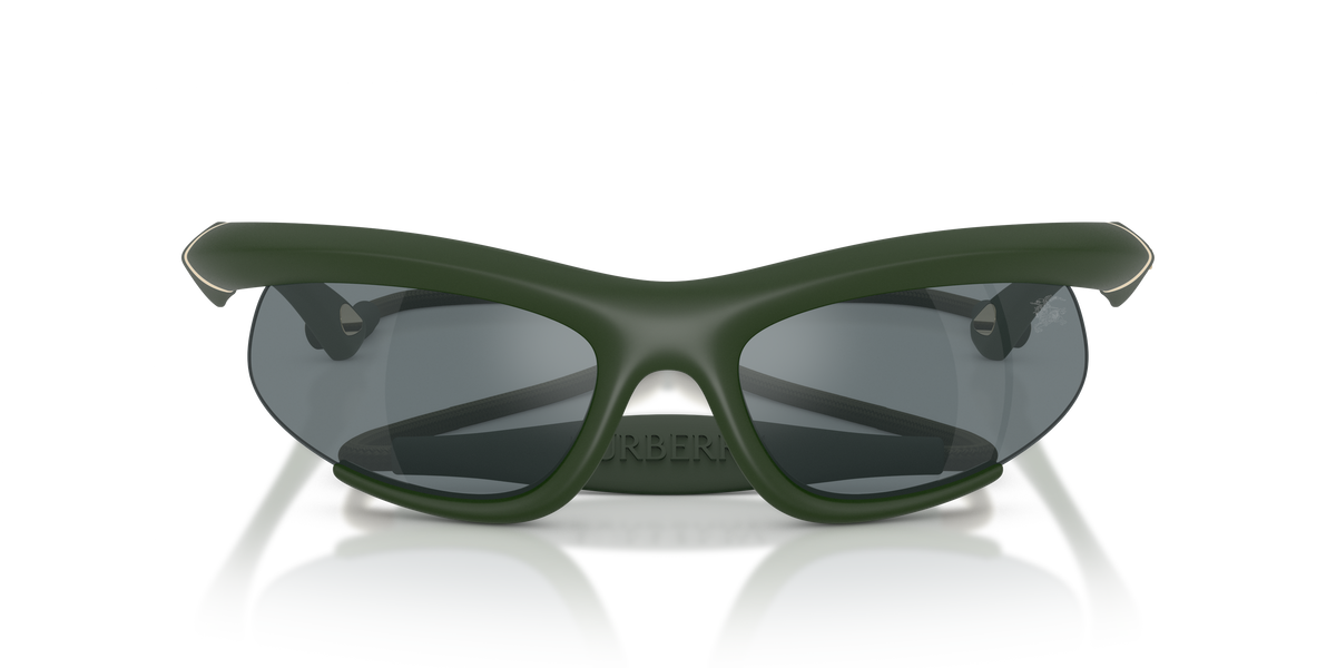 Burberry BE4462 Sunglasses in 41556G Rubber Green / Grey Mirror Black lens, front view