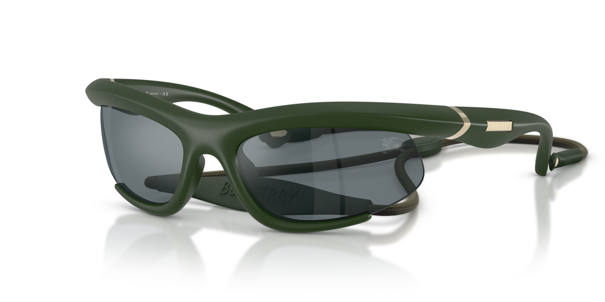 Burberry BE4462 Sunglasses in 41556G Rubber Green / Grey Mirror Black lens