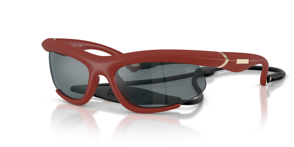 Burberry BE4462 Sunglasses in 41566G Rubber Bordeaux / Grey Mirror Black lens