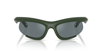 Burberry BE4462 Sunglasses in 41876G Rubber Green / Grey Mirror Black lens, front view