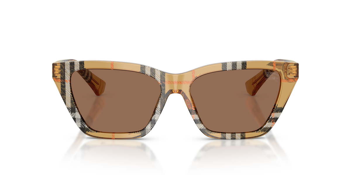 Burberry BE4468 Sunglasses in 416373 Check Sand / Dark Brown lens, front view