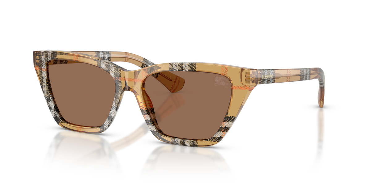 Burberry BE4468 Sunglasses in 416373 Check Sand / Dark Brown lens