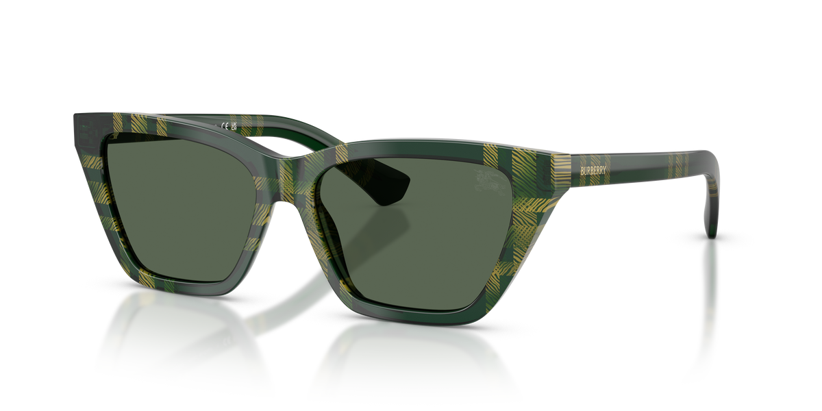 Burberry BE4468 Sunglasses in 416971 Check Green / Dark Green lens