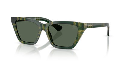 Burberry BE4468 Sunglasses in 416971 Check Green / Dark Green lens