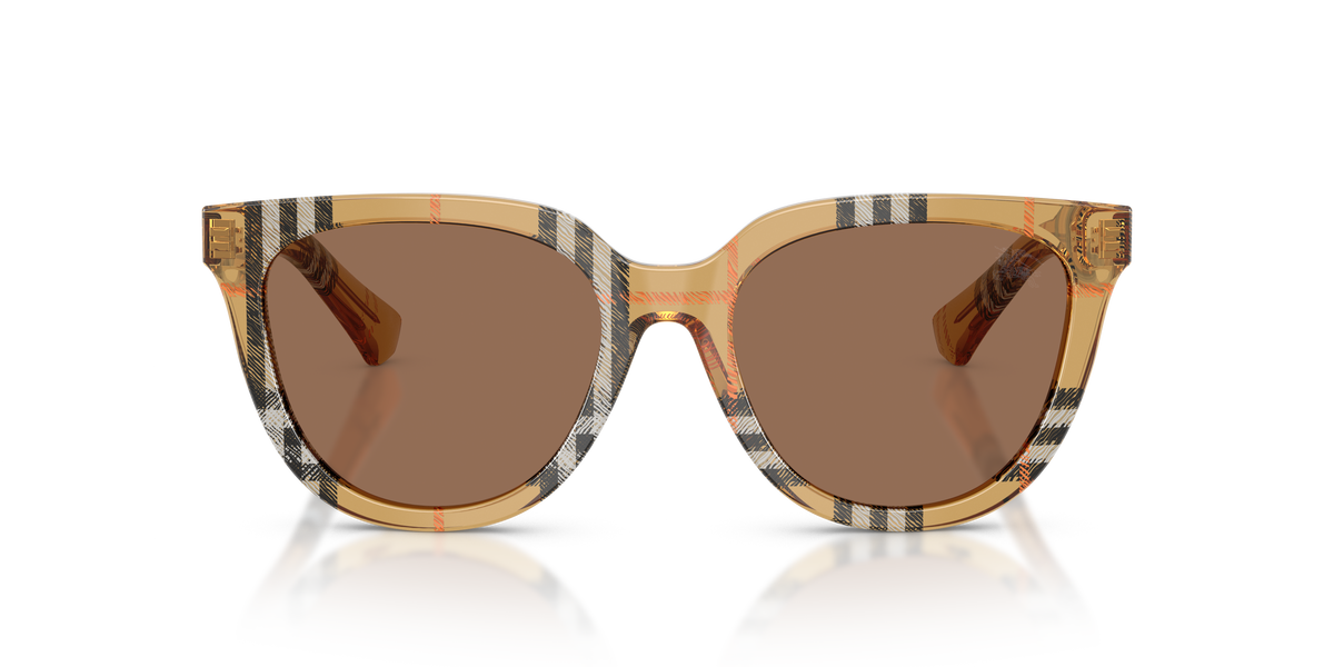 Burberry BE4469 Sunglasses in 416373 Check Sand / Dark Brown lens, front view