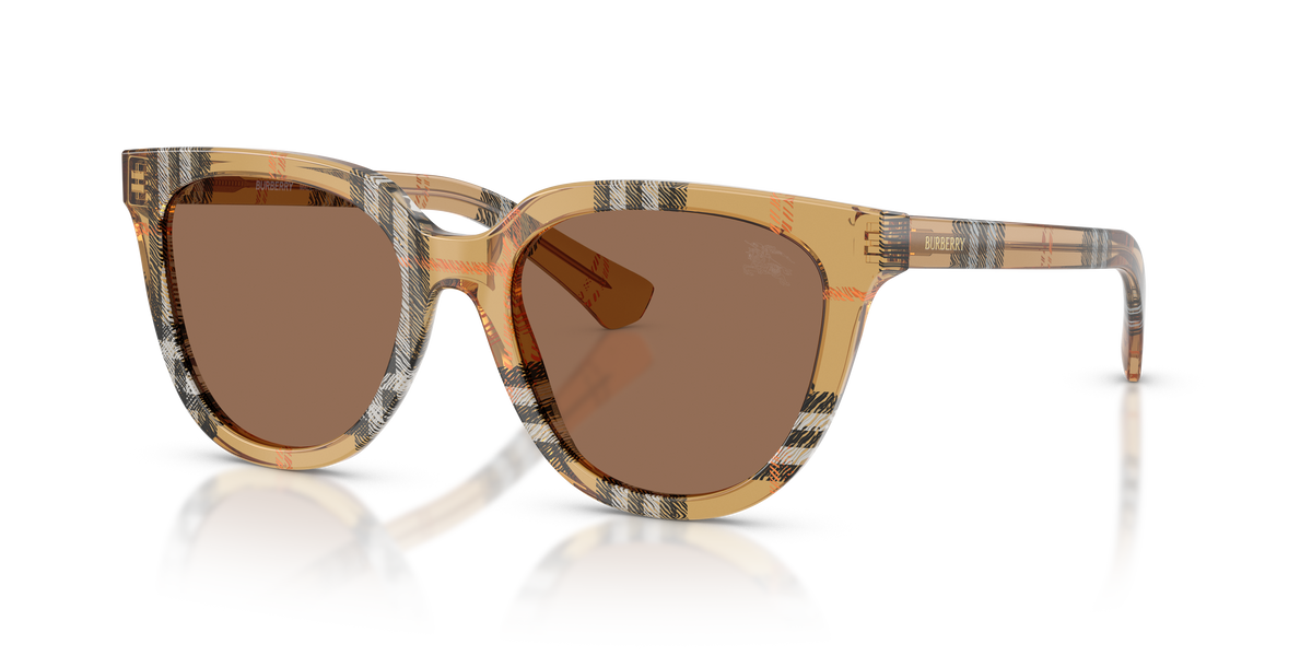 Burberry BE4469 Sunglasses in 416373 Check Sand / Dark Brown lens