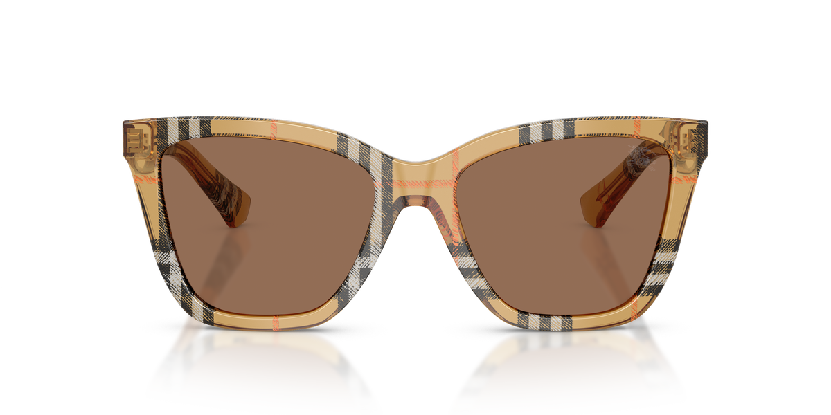 Burberry BE4470 Sunglasses in 416373 Check Sand / Dark Brown lens, front view
