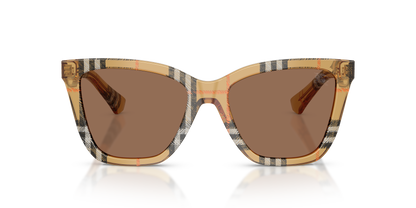 Burberry BE4470 Sunglasses in 416373 Check Sand / Dark Brown lens, front view
