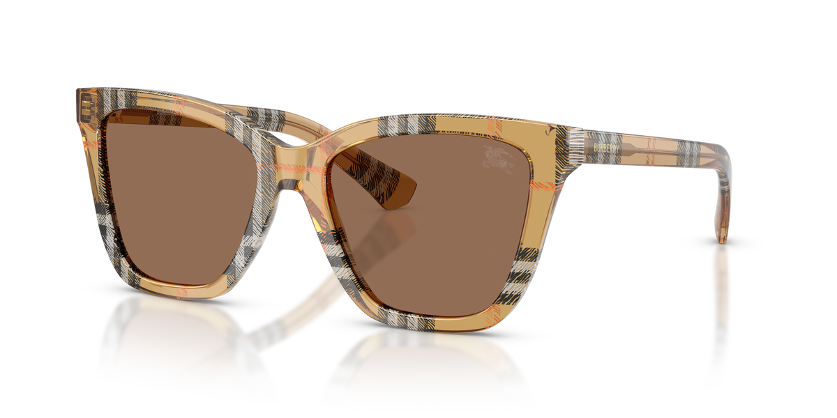 Burberry BE4470 Sunglasses in 416373 Check Sand / Dark Brown lens