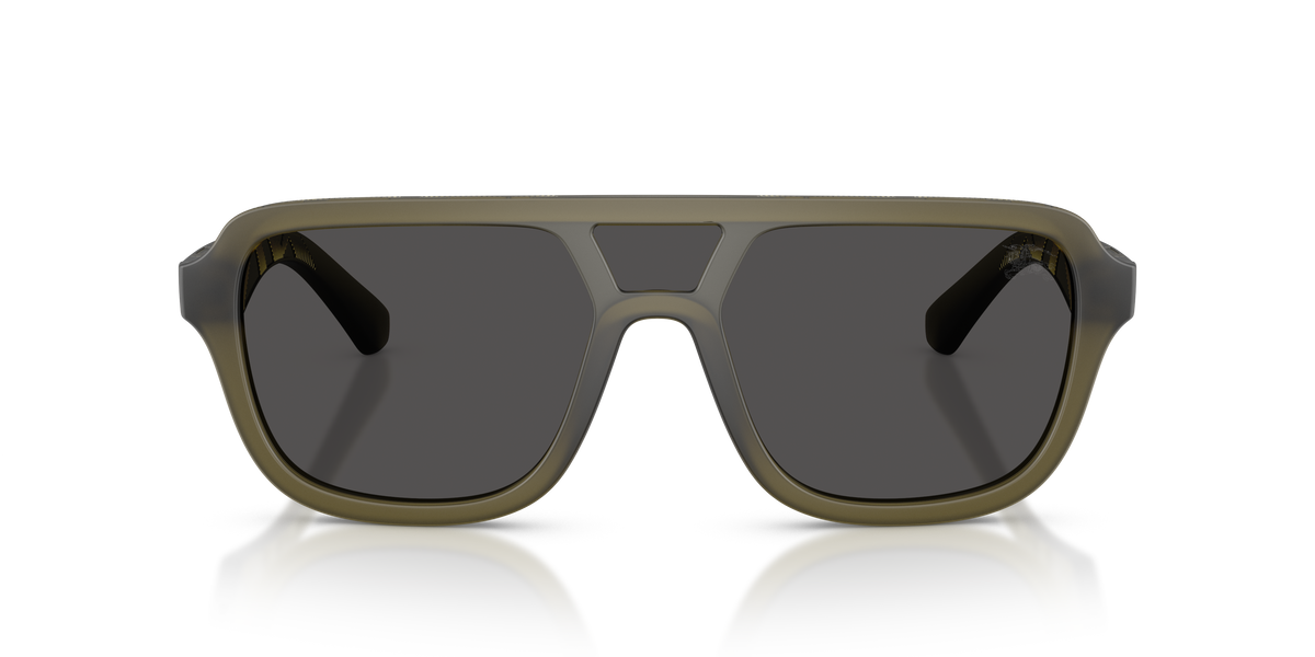 Burberry BE4474U Sunglasses in 421287 Matte Green / Dark Grey lens, front view