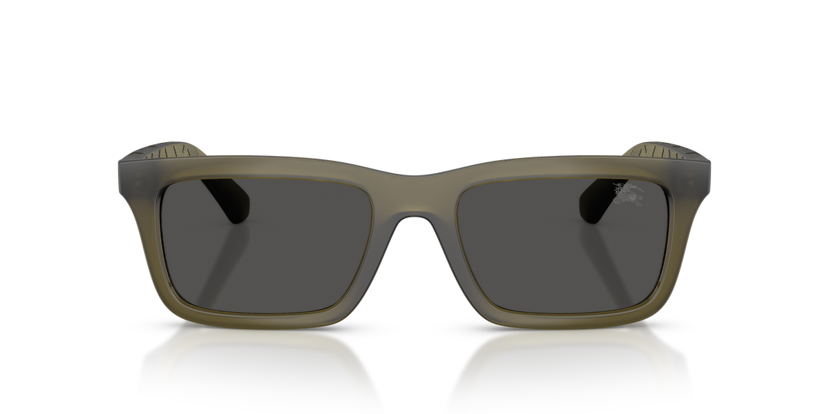Burberry BE4475U Sunglasses in 421287 Matte Green / Dark Grey lens, front view