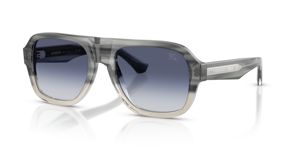 Burberry BE4478 Sunglasses in 420814 Striato Grey Gradient / Grigio Sfumato Blu lens